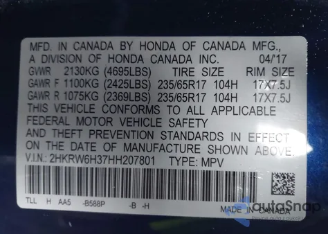 2017 Honda Cr-V Lx z USA, uszkodzony, nr VIN 2HKRW6H37HH207801